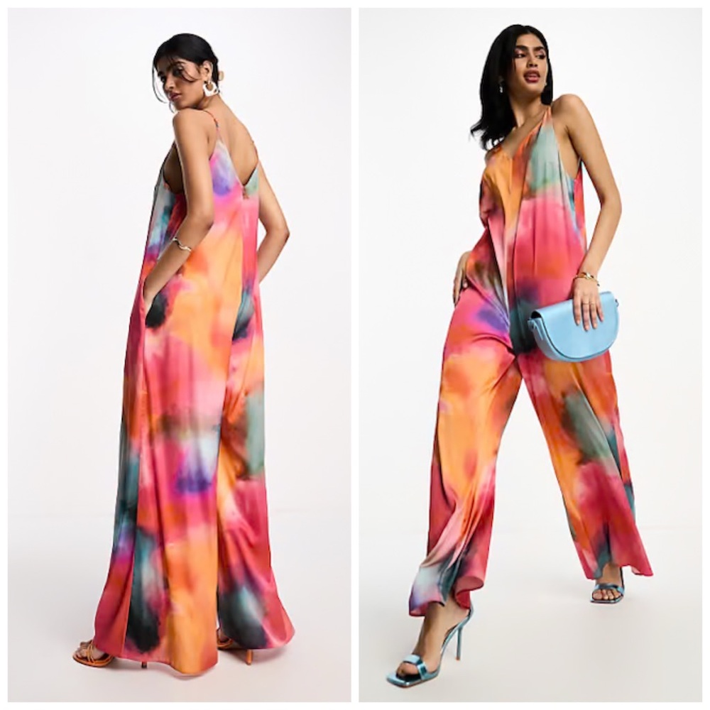 Free People Daska Wide Leg Jumpsuit In Multi Rainbow Small